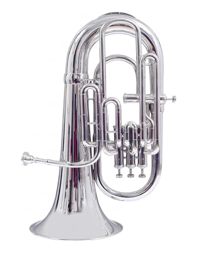 Euphonium Bb 4 Valve for Students, Beginners with Free Hard Case and Mouthpiece, Bb Pitch Euphonium Brass Made Musical Instrument NIckel Silver by Fusion Musicals