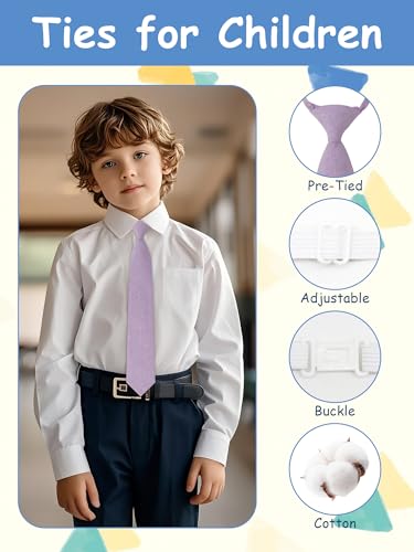 Boys Tie Cotton Solid Color Ties for Boy Kids Pre Tied Adjustable Clip on Ties for Wedding School Church4