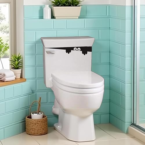 Blalck 3D-Toilettenmonster, lustiger Badezimmersitz-Dekor, abnehmbarer Aufkleber, Wandkunst, WC-Deckelaufkleber, 2 Stück