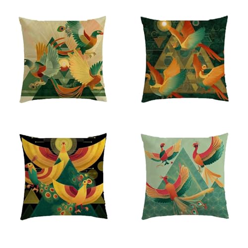 Housse de coussin avec fermeture invisible et impression double face oiseau