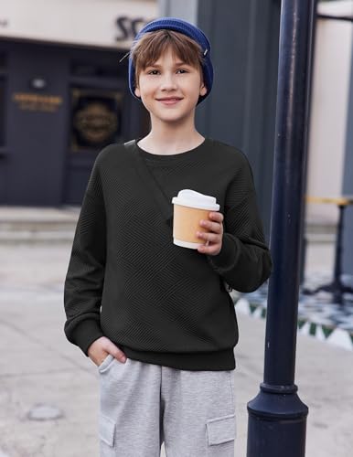 Arshiner Boys Sweatshirts Long Sleeve Crewneck Pullover Shirt Kids Fashion Fall Winter Sweater Size 6-14 Years2