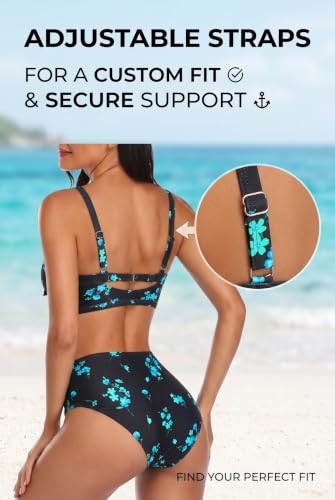 Image of Tempt Me High Waisted Tie Front Bikini Set Two Piece Tummy Control Swimsuit