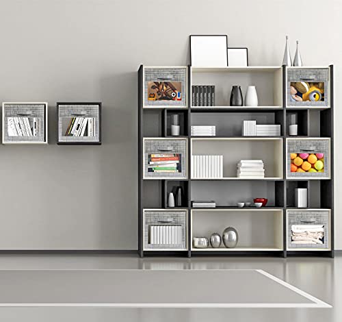 Suoco Cube Storage Bins With Clear Window, Foldable Fabric Baskets Boxes For Shelf Closet Organizer, Nursery And Kids Room, 8 Pack, Grey #TOP6