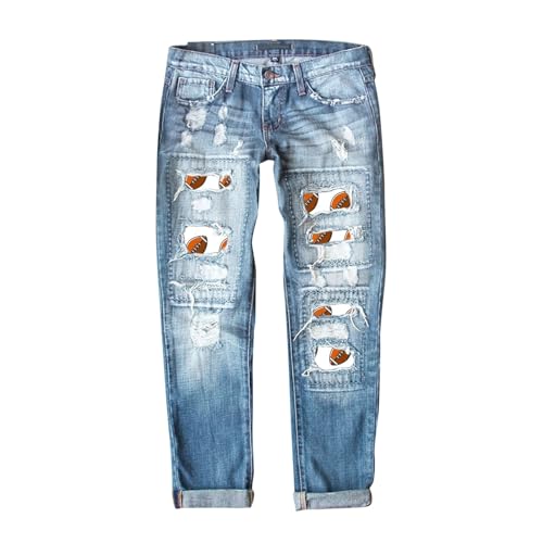 Pantalon en denim femme à motif football parfait pour vos sorties décontractées