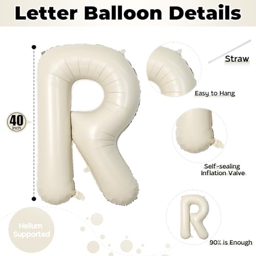 Image of 40 Inch Beige MR & MRS Balloons for Wedding Decor, Large Cream Mr and Mrs Foil Balloon Letter, Ivory White Sand Mr to Mrs Banner Sign for Bride Groom Engagement Couple Sweetheart Party Decorations