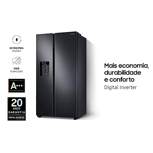Geladeira Samsung Side by Side RS60 602 Litros Black Inox 110V RS60T5200B1/AZ
