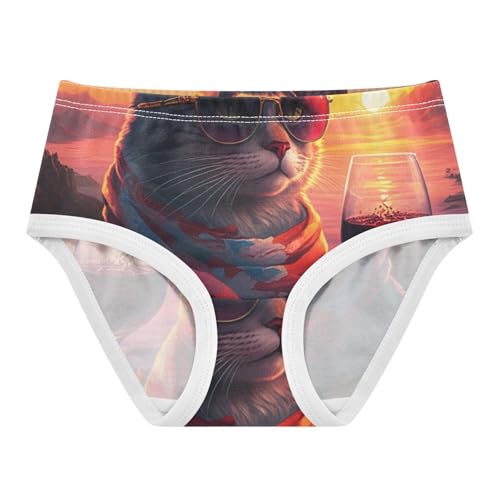 Cute Cat Sunset Panties for Girl Toddler Underwear Floral Cotton Animal Briefs Underpants 2t