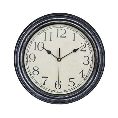 UTHCLO クラシック?木色掛け時計 静音クォーツ電子壁掛け時計 アンティーク風 丸型 大型字 デザイン インテリア装飾 リビング 寝室 キッチ