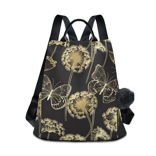 Sac à dos tendance femme avec fermeture antivol et motifs dorés