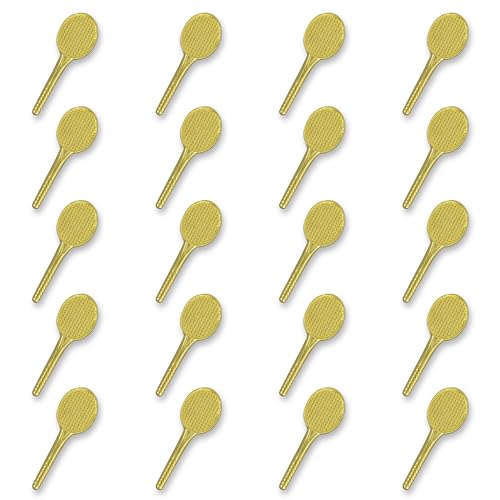 SHOP AWARDS AND GIFTS 1-1/2 Inch Gold Tennis Racket Sports Chenille Lapel Pin, Achievement Recognition Gifts, Bulk Pack of 20