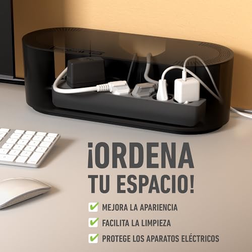 Miniatura 2 de D-Line Caja Organizadora De Cables, Oculta Regletas Y Gestiona Cables De Escritorio O Tv 415 Mm L X 165 Mm An X 135 Mm Al Tamaño Grande Negro
