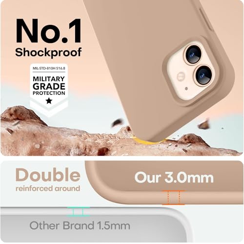 Image of LOVE 3000 Designed for iPhone 12 Case /iPhone 12 Pro Case, Premium Silicone with [Soft Anti-Scratch Microfiber Lining] Shockproof Protective Phone Case for Men Women Girls 6.1 inch, Light Brown
