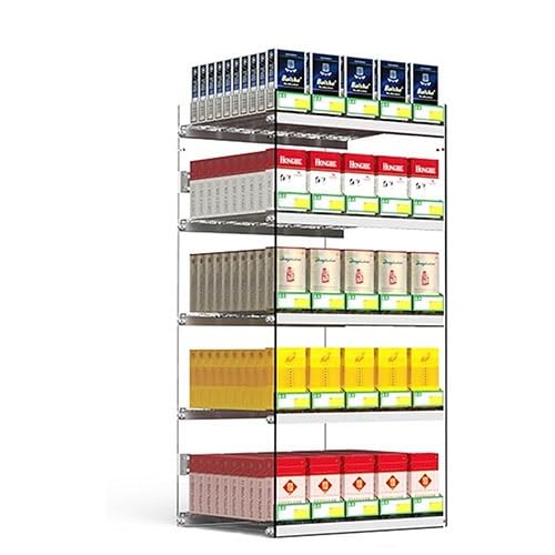 Separador tipo caja de cerillas para exhibidor flotante transparente de tabaco