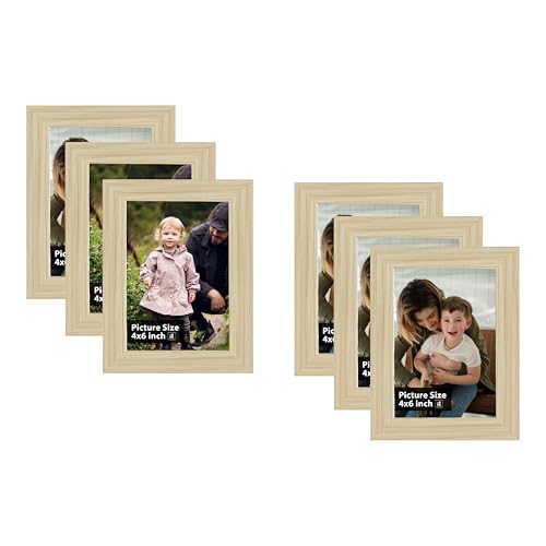 Image of Art Street Synthetic Wooden Set of 6 Wall Rectangular Photo Frames, Wall Hanging Picture Frame for Home, Living Room, Study Room Decor & Office Decor (Color: Beige, Size 4x6 Inch)