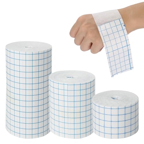 3 Rollen Medizinisches Tape,10 cm x 10 m + 15 cm x 10 m + 5 cm x 10 m Fixierpflaster Rolle,Medizinisches Klebeband(3 Größen,Wasserdichter Bandage Für Rücken Schulter Arme Handgelenke)