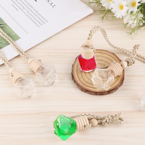 Image of 50 Pack Set Car Hanging Air Freshener Bottles Empty Car Essential Oil Diffuser Bottles Pendant Glass Perfume Bottles Aromatherapy Fragrance Bottle Auto Ornaments Decor
