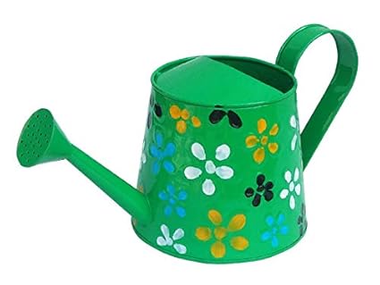 Railing Planter Impex 2 litres Hand Painted Metal planters Round Watering Can - Rust Free Home Decor Gifting, Garden, Gardening, Tools ( Pack of 1 , Green)