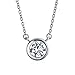 Produktbild Bling Jewelry 1Ct Minimalistisch Einfache Runde Lünette Solitär Cz Slide Anhänger Halskette Für Frauen Für Freundin .925 Sterling Silber