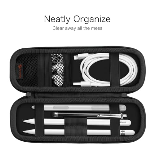 Funda para Apple Pencil Pro y USB-C de cuero PU con compartimento para cable 3