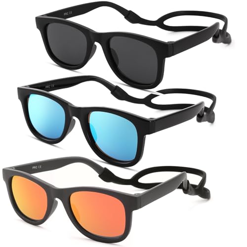 Image of COASION Bendable Flexible Polarized Newborn Baby Sunglasses with Silicon Strap for Infant Boys Girls Age 0-12 Months CA9042