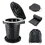 Portable Folding Toilet, Camping Toilet Collapsible Stool with Lid and Trash Bags, Adjustable Foldable Travel Toilet, Retractable Portable Toilet for Campervan, Hiking, Picnic, Fishing, Load 397lbs