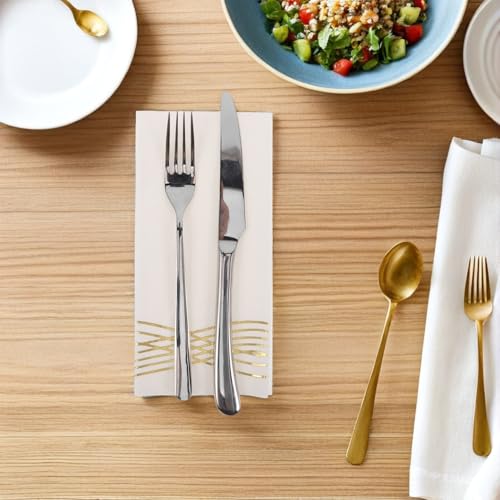 Servilletas desechables para fiestas con estampado dorado de ondas y papel absorbente rectangular 5