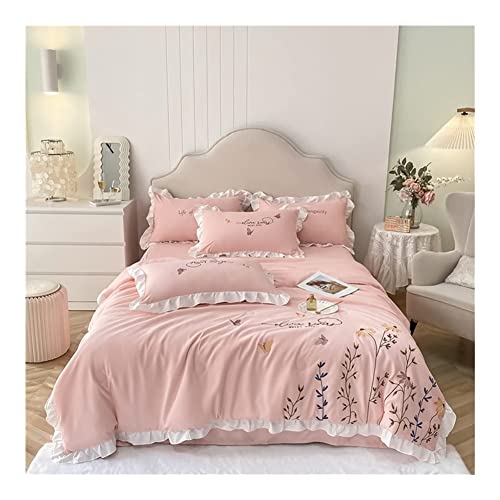 ZKDY Colcha Fresca de Verano 4pcs Manta de Puntada Bordada Ropa de Cama for el hogar edredón de Cama edredón de Ropa de Cama de Verano colchoneta en la Cama a Cuadros Manta de Verano Cover