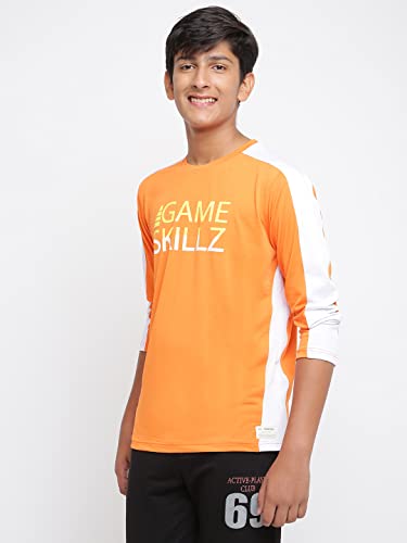 Image of Li'l Tomatoes Boys Regular Fit Printed Round Neck Cotton Tshirt Orange