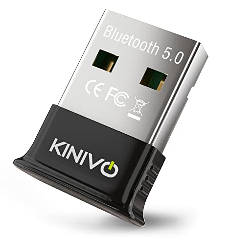 Kinivo USB Bluetooth Adapter for PC (BT5.0, Plug & Play Wireless Dongle Receiver for Ubuntu, Windows 11/10/8.1) – Works with Laptops, Headsets, Speakers, Mouse, Keyboard, Printers, Gaming Controllers by Kinivo - Used condition - US$11.22