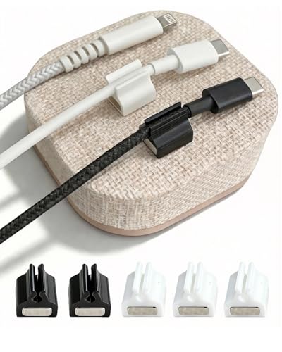 Brolena Magnetic Cord Holder Cable Organizer with 5 Magnetic Clips for Desk & Nightstand Cable Management Practical Charging Accessory for Home Office & Gift Giving