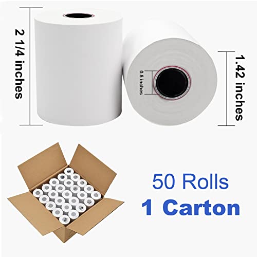 Sjpack Thermal Paper 2 1/4" X 50' Pos Receipt Paper, 50 Rolls Cash Register Roll Verifone Vx510 Vx520 Vx570 Ingenico Ict200 Ict 220 Ict250 #TOP1