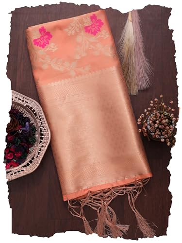 Image of DEVANGI Women's Woven Jacquard Banarasi Silk Printed Dupatta /Chunni with Meena Work, Width 1 Meter, Length 2.5 Meter