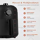 MIRASTON 2.6QT Personal Mini Air Fryer, Dial Control Temp & Time, Nonstick Basket Dishwasher Safe, Fast Cooking, Reheat Leftover, Small Air Fryers for 1-2 People, Suitable for Dorm Office Apartment