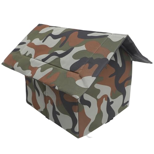 HOUDERCO 防風雨仕様の屋外用猫ハウス 小型犬 子猫対応 保温断熱設計で冬も暖かい ペットシェルター 防水構造で耐久性 キャンプや野外活