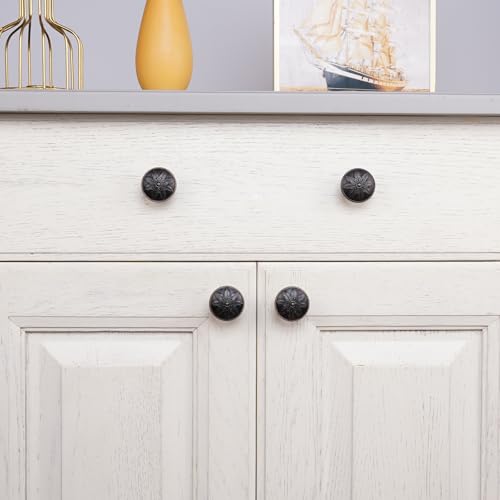 Image of 10 Pack Oil Rubbed Bronze Cabinet Knobs,1.4 inch Round Bronze Kitchen Cabinet Knobs Handles for Cabinets and Drawers, Drawer Knobs Dresser Knobs Oil Rubbed Bronze,Solid Zinc Alloy