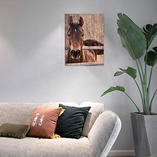 Farmhouse Rustic Wall Art For Bedroom Home Bathroom Decor For The Home Country Horse Pictures Artwork For Walls Kitchen Wall Decor Modern Prints Wood Grain Canvas Framed Animal Wall Art Size 12X16 #TOP2