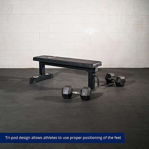 Titan Fitness Tri-Pod Competition Flat Workout Bench, 1,000 LB Capacity, Weight Training Utility Bench