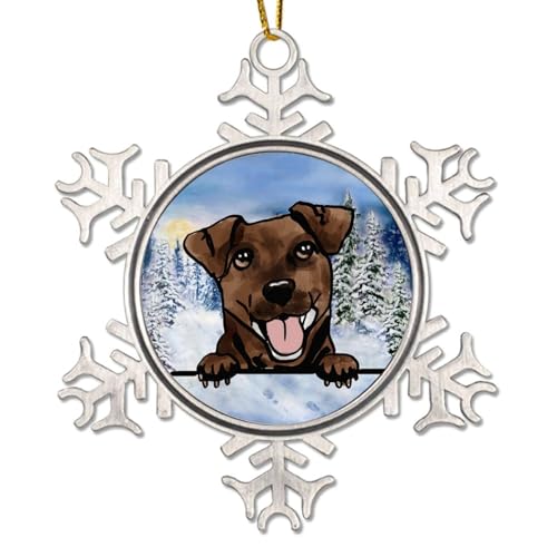 WoGuangis Black Mouth Cur Ornament for Christmas Tree Watercolor Peeking Dog Mom Pet Christmas Stocking Filling Gift Dog Lover Gift Pet Xmas Tree Ornament for Friend