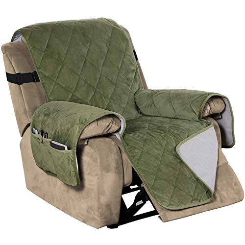 Flamingo P Recliner Covers Velvet Slip Resistant Recliner Sofa Slipcover Seat Width Up To 28" Couch Furniture Protector With 2" Elastic Straps Recliner Cover - Loden #TOP15