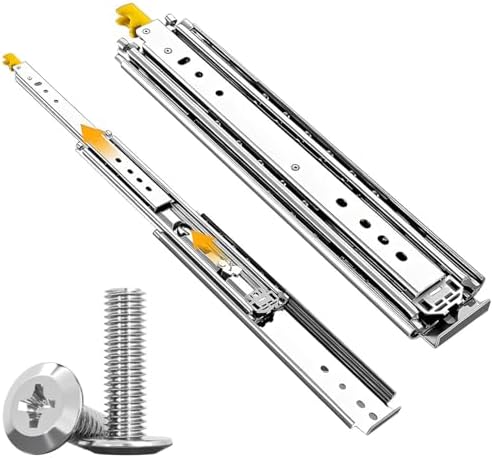 10in-80in Heavy Duty Drawer Slides with Lock, 1 Pair Full Extension Ball Bearing Drawer Rails, 500 Lbs Load Capacity Side Mount Tool Box Glides(26 inch)