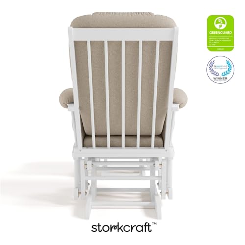 Image of Storkcraft Tuscany Glider and Ottoman with Lumbar Pillow, White /Taupe Swirl