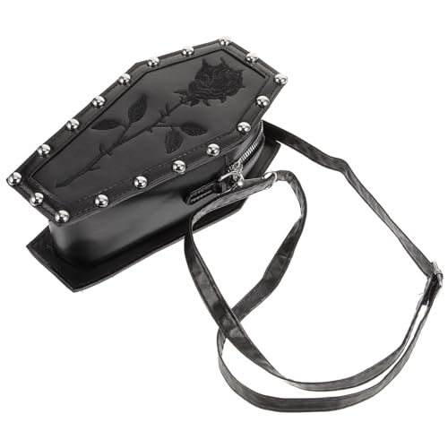 LUOZZY Gothic Crossbody Bag for Men Women Black Coffin Shaped Shoulder Bag Handbag Leather Purse4