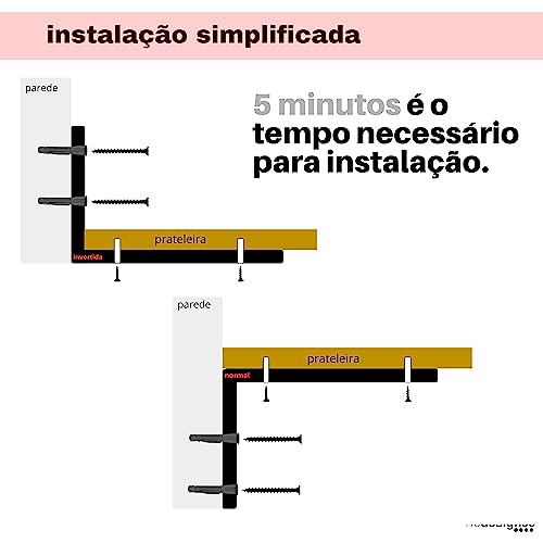RIO DESIGN99 Mão Francesa 20cm Cantoneira Invertida - Branca - 4 Unidades - Reforçada Industrial Sup