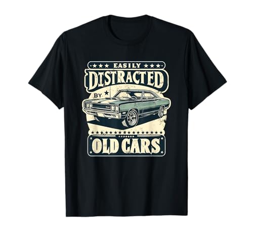 Vintage Retro fácilmente distraído por coches viejos Camiseta