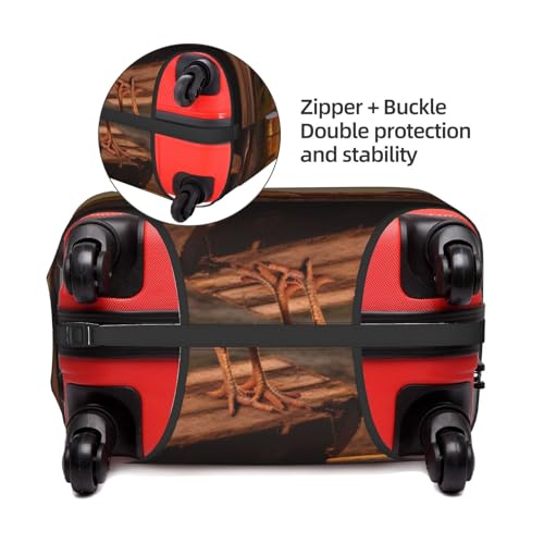 Rooster on Wood in Farmland Print Pretty Practical Washable Carry on Luggage Sleeve Large Suit Case Cover4