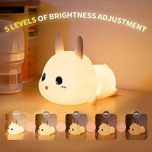 Qrbsi Cute Night Light, Bunny Night Light With 7 Colors & Dimming Function, Bunny Lamp Baby Night Light With Timer & Remote, Cute Room Decor Gifts For Teen Girls, Baby, Children, Toddlers #TOP1