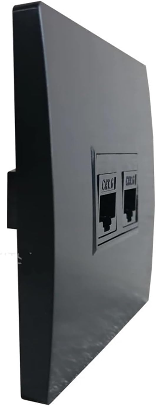 Two-Prong Female CAT6 LAN In-Line Socket for Computer RJ45 Wall Plate, Black