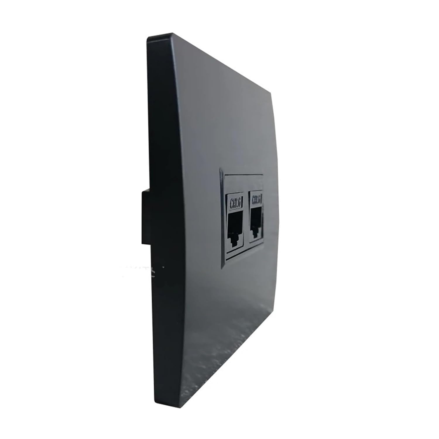 Two-Prong Female CAT6 LAN in-Line Socket for Computer RJ45 Wall Plate, Black