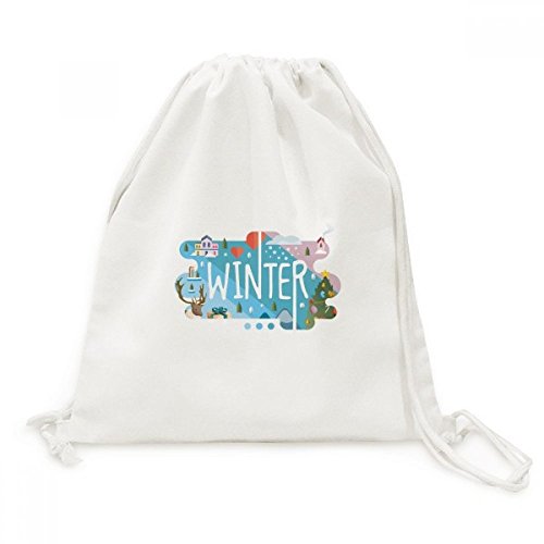 Sac cordon en toile illustration d'hiver pour shopping et voyage