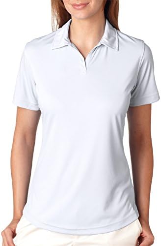 UltraClubs Women's Cool & Dry Sport Performance Interlock Polo, White, Medium